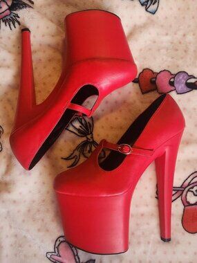 red platform heels
